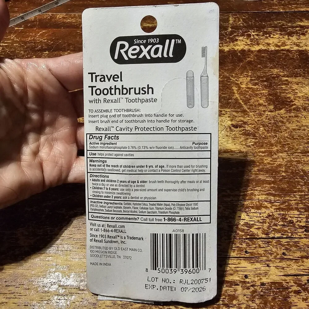 Rexall Travel Kit Toothbrush w/ Toothpaste NEW